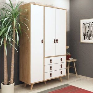 Dulap pentru haine, Mod Design, Franky, 120 x 187 x 52 cm, pal melaminat, stejar/alb imagine