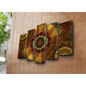 Set 5 tablouri decorative, 5PATK-248, Canvas, 19 x 70 cm, Multicolor imagine