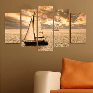 Set 5 tablouri decorative, 5PMDF-21, MDF , 20 x 60 cm, Multicolor imagine