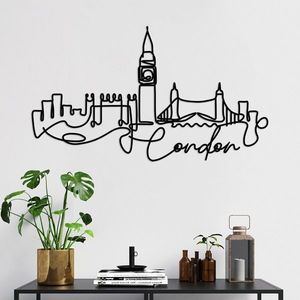 Decoratiune de perete, London, Metal, Grosime: 2 mm, Negru imagine