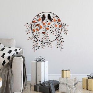 Decoratiune de perete, Love of Birds 3, Metal, Dimensiune: 86 x 75 cm, Multicolor imagine