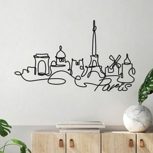 Decoratiune de perete, Paris, Metal, Grosime: 2 mm, Negru imagine