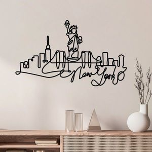 Decoratiune de perete, Newyork, Metal, Grosime: 2 mm, Negru imagine