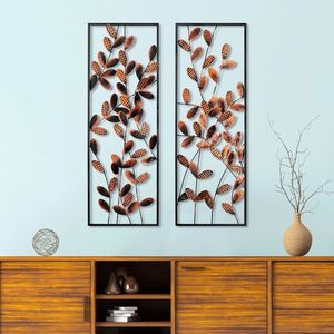 Decoratiune de perete, Olips 3, Metal, 32 x 90 cm, 2 piese, Multicolor imagine