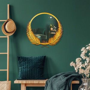 Oglinda decorativa, Palm Mirror L, Metal, Dimensiune: 59 x 57 cm, Auriu imagine