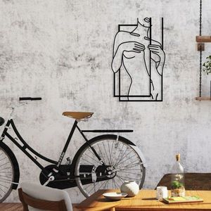 Decoratiune de perete, Beautiful Woman, metal, 32 x 50 cm, negru imagine