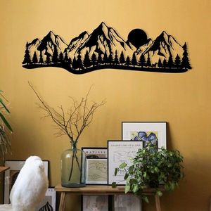 Decoratiune de perete, Mountain, metal, 68 x 21 cm, negru imagine