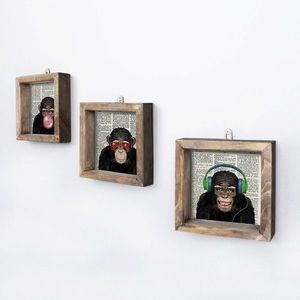 Set 3 tablouri decorative, UKZM011, MDF, Imprimat UV, Multicolor imagine