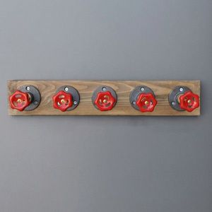 Raft de perete, Evila Originals, BoruRaf085, 50x11x9 cm, Nuc / Negru / Roșu imagine