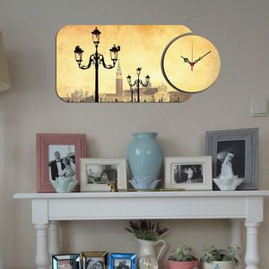 Set ceas si tablou decorativ, YMS-26, MDF , Dimensiune: 68 x 32 cm, Multicolor imagine