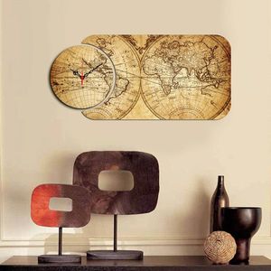 Set ceas si tablou decorativ, YMS-43, MDF , Dimensiune: 68 x 32 cm, Multicolor imagine