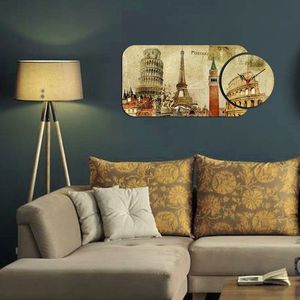 Set ceas si tablou decorativ, YMS-52, MDF , Dimensiune: 68 x 32 cm, Multicolor imagine