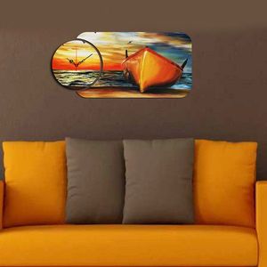 Set ceas si tablou decorativ, YMS-80, MDF , Dimensiune: 68 x 32 cm, Multicolor imagine