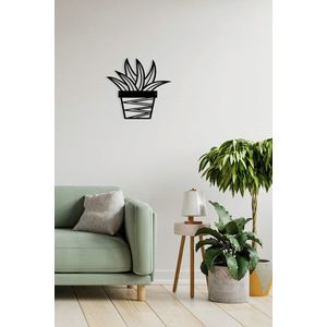 Decoratiune de perete, Cactus 2, Metal, Dimensiune: 20 x 25 cm, Negru imagine