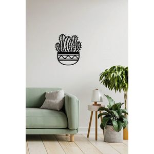 Decoratiune de perete, Cactus 3, Metal, Dimensiune: 20 x 25 cm, Negru imagine