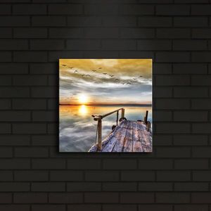 Tablou decorativ cu lumina LED, 2828İACT-5, Canvas, Dimensiune: 28 x 28 cm, Multicolor imagine
