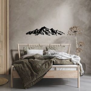 Decoratiune de perete, Mountain, Metal, Dimensiune: 68 x 16 cm, Negru imagine