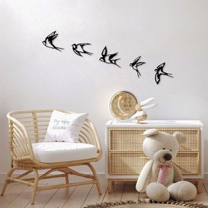 Decoratiune de perete, Swallows, Metal, 19 x 18 cm, Negru imagine