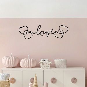 Decoratiune de perete, Love, Metal, 70 x 19 cm, Negru imagine