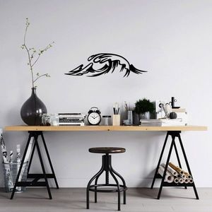Decoratiune de perete, Wave, Metal, 70 x 20 cm, Negru imagine