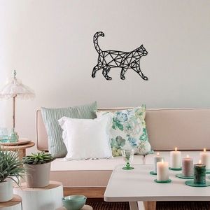 Decoratiune de perete, Kedi 5, Lemn, Dimensiune: 56 x 48 cm, Negru imagine