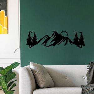 Decoratiune de perete, Landscape 3, Metal, 70 x 20 cm, Negru imagine