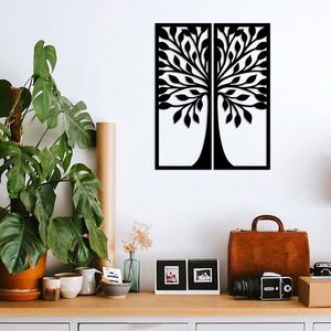 Decoratiune de perete, Ağaç 9, Lemn, Dimensiune: 51 x 65 cm, Negru imagine