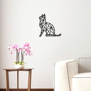 Decoratiune de perete, Kedi, Lemn, Dimensiune: 35 x 46 cm, Negru imagine