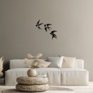 Decoratiune de perete, Swallows, Metal, 21 x 27 cm, Negru imagine