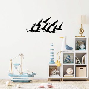 Decoratiune de perete, Migrant Birds, Metal, 70 x 29 cm, Negru imagine