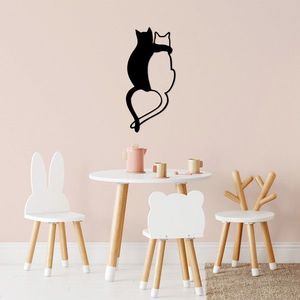 Decoratiune de perete, Love Cats, Metal, Dimensiune: 33 x 70 cm, Negru imagine