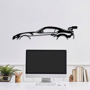 Decoratiune de perete, Dodge Viper Silhouette, Metal, 70 x 14 cm, Negru imagine
