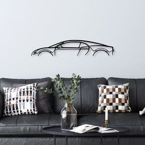 Decoratiune de perete, Bugatti Veyron Silhouette, Metal, 70 x 13 cm, Negru imagine