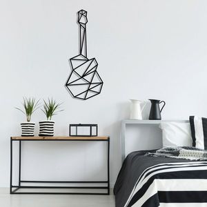Decoratiune de perete, Guitar, Metal, Dimensiune: 23 x 55 cm, Negru imagine