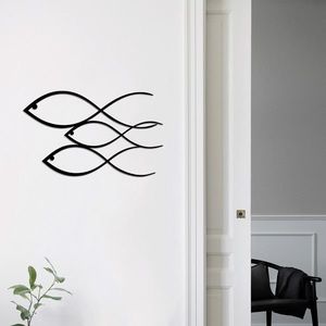 Decoratiune de perete, Fish, Metal, Dimensiune: 50 x 30 cm, Negru imagine