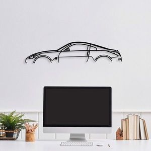 Decoratiune de perete, Nissan 350Z Silhouette, Metal, 70 x 15 cm, Negru imagine