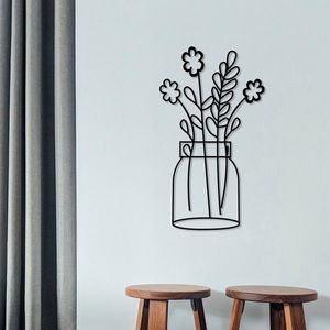Decoratiune de perete, Flower 7, Metal, Dimensiune: 40 x 70 cm, Negru imagine
