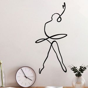 Decoratiune de perete, Ballerina 2, Metal, 70 x 32 cm, Negru imagine