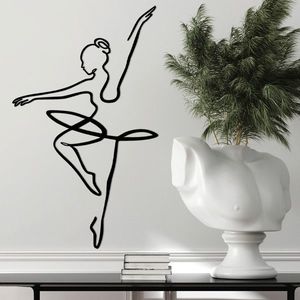 Decoratiune de perete, Ballerina 1, Metal, 70 x 42 cm, Negru imagine