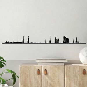 Decoratiune de perete, Hamburg Skyline, Metal, Dimensiune: 120 x 0, 15 x 11 cm, Negru imagine