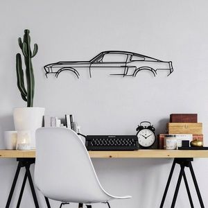 Decoratiune de perete, 1967 Ford Mustang Shelby GT500 Silhouette, Metal, 70 x 15 cm, Negru imagine
