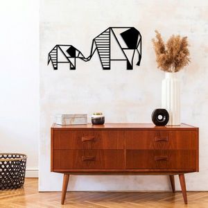 Decoratiune de perete, Elephant 3, Metal, Dimensiune: 55 x 25 cm, Negru imagine