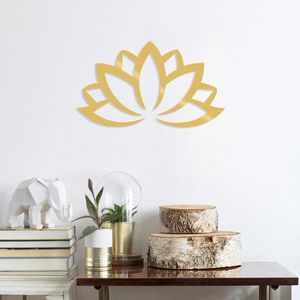 Decoratiune de perete, Lotus Flower 2, Metal, Dimensiune: 60 x 35 cm, Auriu imagine