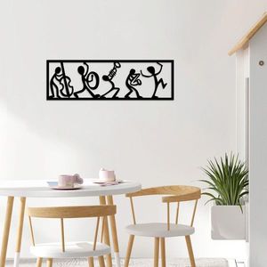 Decoratiune de perete, Musicians, Metal, Dimensiune: 60 x 19 cm, Negru imagine
