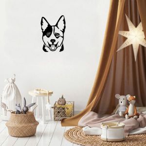 Decoratiune de perete, Dog 10, Metal, Dimensiune: 34 x 50 cm, Negru imagine