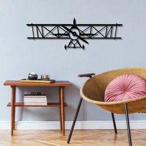 Decoratiune de perete, Airplane, Metal, 70 x 23 cm, Negru imagine