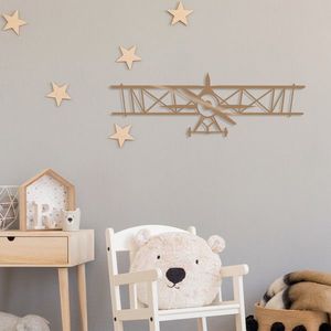 Decoratiune de perete, Airplane, Metal, 70 x 23 cm, Cupru imagine