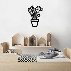Decoratiune de perete, Cactus, Metal, Dimensiune: 42 x 59 cm, Negru imagine