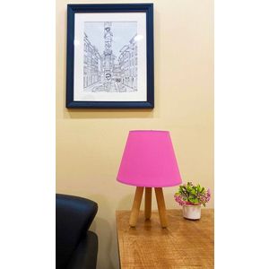 Lampa de masa, FullHouse, 390FLH1711, Lemn, Roz / Natural imagine