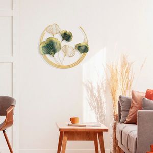 Decoratiune de perete, Weifang, Metal, Dimensiune: 70 x 70 x 7 cm, Verde imagine